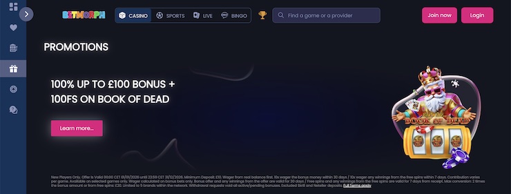 Betmorph was rated among the top new non GamStop casinos for UK punters.